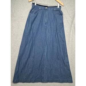 Susan Bristol Denim Maxi Skirt Womens 8 Modest Teacher Church Grannycore Folk